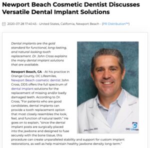 Newport Beach Cosmetic Dentist John Cross, DDS Discusses How Dental Implants Can Replace Missing Teeth