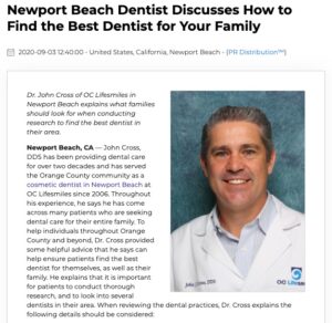 Dentist in Newport Beach offers helpful tips to find the best dentist for your family