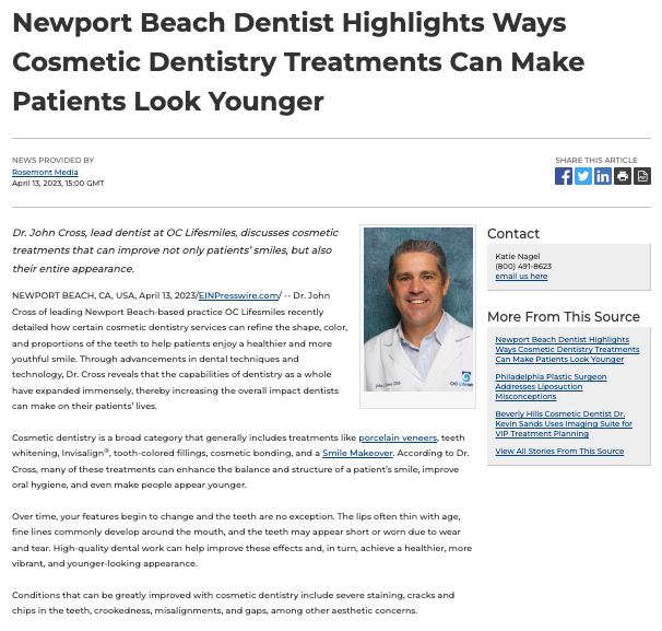 Newport Beach Dentist Explains Benefits of Cosmetic Dentistry